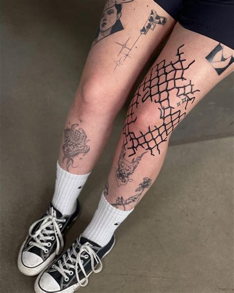 cool knee tattoos|men's above knee tattoo.